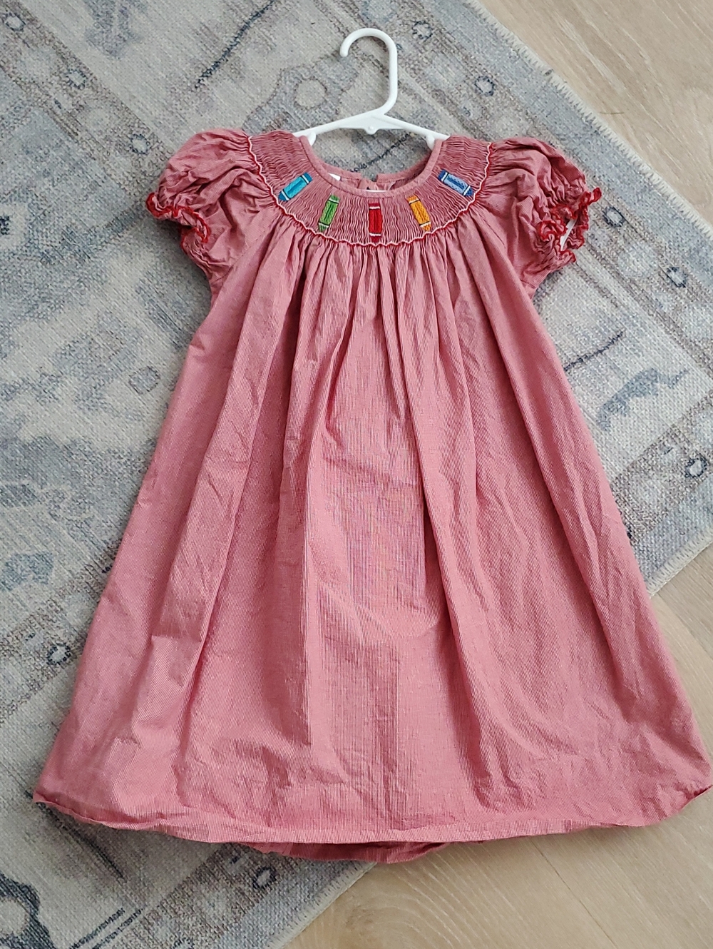 Edghill Collection Girls Smocked Embroidered Crayon Art School Dress Sz3T